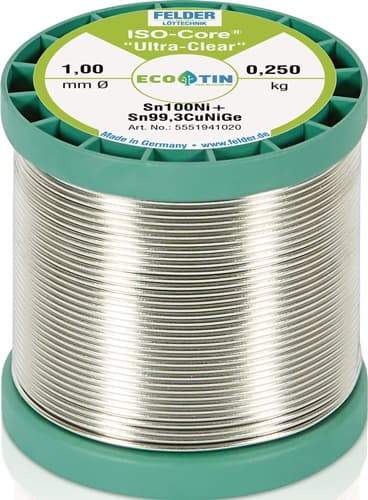 FELDER Lötdraht ISO-Core® UltraClear 1mm 250g Sn100Ni+ FELDER