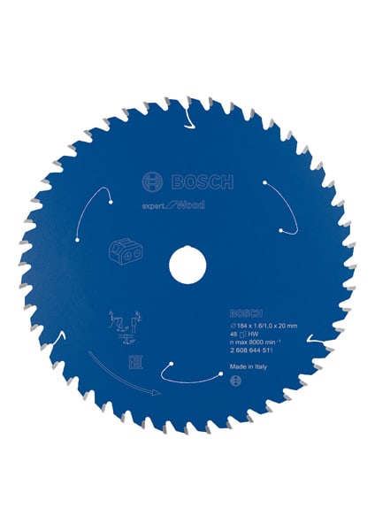 BOSCH Akku-Kreissägeblatt Expert for Wood, 184 x 1,6/1 x 20, 48 Zähne