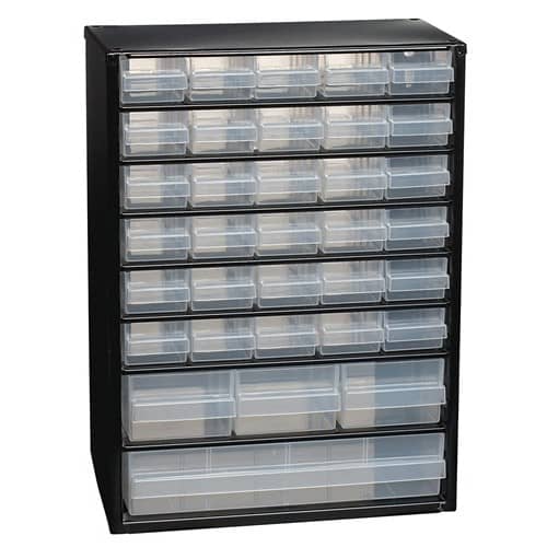RAACO Kleinteilemagazin B306xT150xH420mm Stahlbl.34 Schubl.Poypropylen