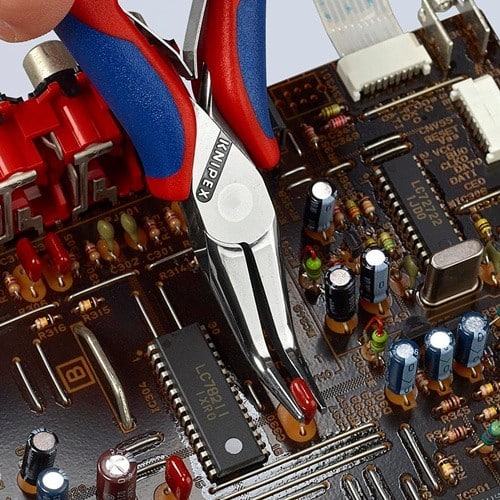 KNIPEX Elektronik-Greifzange Gesamt-L.145mm flachrunde Backen Form 8 Mehrkomp.-Hüllen