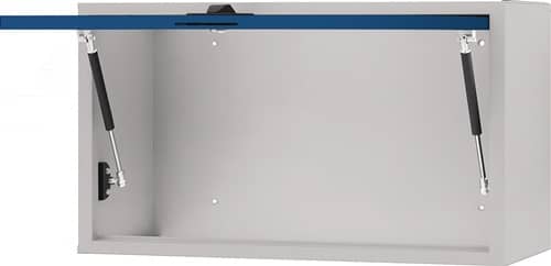 BEDRUNKA+HIRTH Hängeschrank H400xB700xT310mm Vollblechtür lichtgrau/signalblau