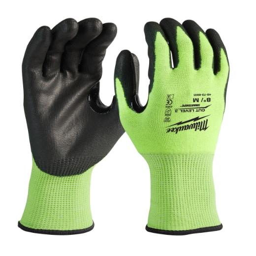 MILWAUKEE Größe 8 (M) 12er Pack Hi-Vis Schnittschutzhandschuhe Klasse 3/C