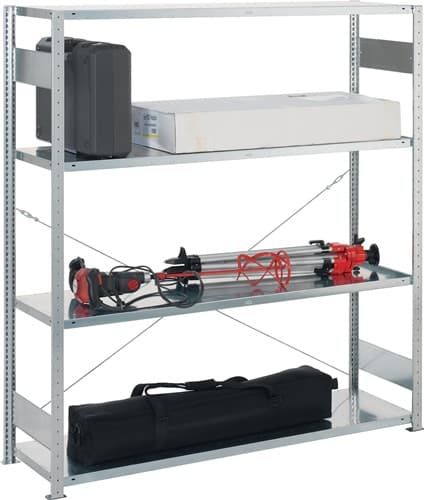 META Großfachsteckregal H2000xB1700xT500mm Grundregal 4 Stahl-Bd.verz.silber META
