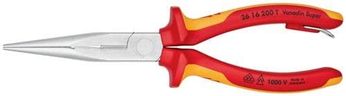KNIPEX Flachrundzange L.200mm ger.VDE m.Öse Mehrkomp.-Hüllen KNIPEX