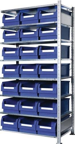 KAPPES Steckregal H2000xB1000xT500mm Anbauregal 8 Stahl-Bd.21xGr.2 blau KAPPES