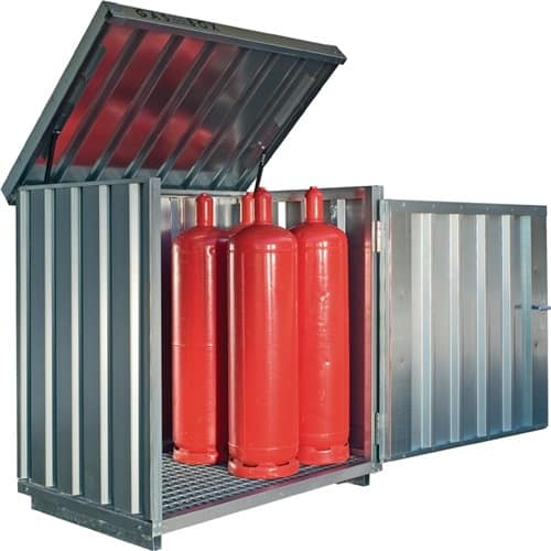 SÄBU Gasflaschencontainer B1420xT1080xH1470mm verzinkt,montiert,m.Bodenrahmen