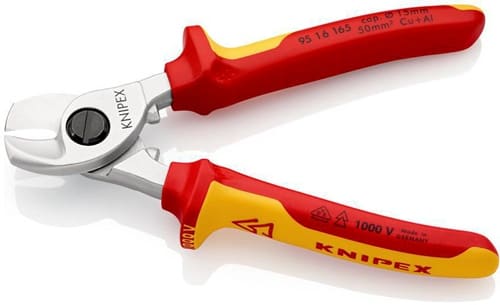 KNIPEX Kabelschere L.165mm Kopf verchr.VDE Mehrkomp.-Hüllen Form 1 KNIPEX