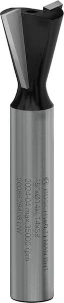 BOSCH Zinkenfräser, 8 mm, D1 14 mm, L 14 mm, G 55 mm, 15°