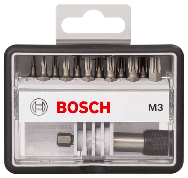 BOSCH Schrauberbit-Set Robust Line M Extra-Hart, 12 + 1-teilig, 25 mm, Torx