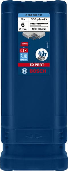 BOSCH EXPERT SDS plus-7X Hammerbohrer, 6 x 100 x 165 mm, 50-tlg.. Für Bohrhämmer