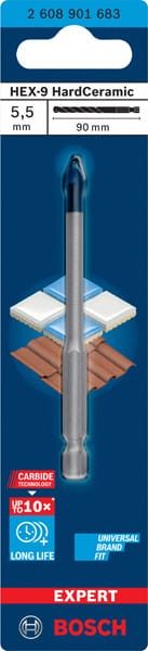 BOSCH EXPERT HEX-9 HardCeramic Bohrer, 5.5 x 90 mm