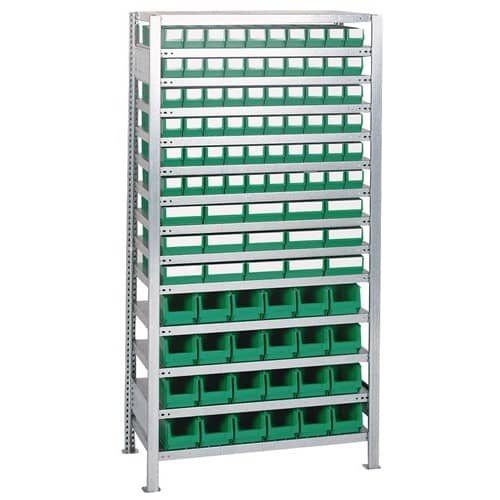 Steckregal H2000xB1000xT400mm Grundregal 16 Stahl-Bd.90x3,30x4 blau TECWERK