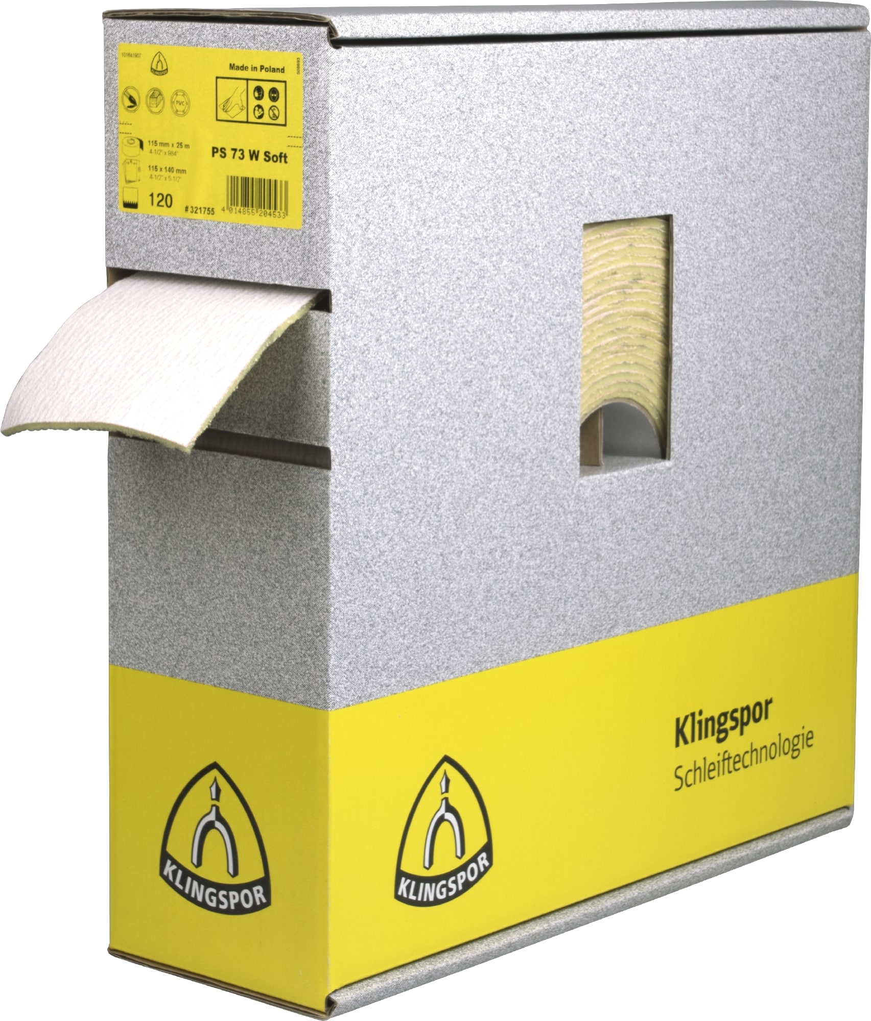 KLINGSPOR Schleifpapier mit Schaumstoffbeschichtung PS 73 CWF