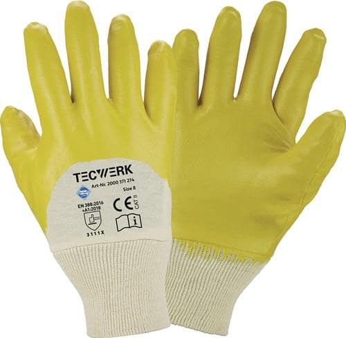 TECWERK Handschuhe Ems Gr.9 gelb besonders hochwertige Nitrilbeschichtung TW