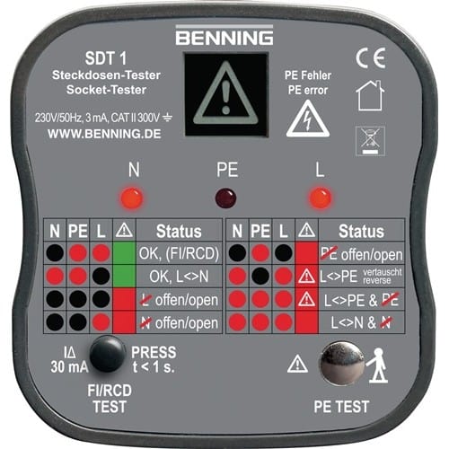 BENNING Steckdosentester SDT 1 z.Prüfung v.Schutzkon.steckd.BENNING