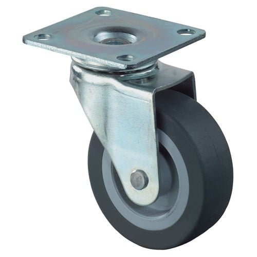 BS ROLLEN Lenkrolle D.30mm Trgf.20kg m.Platte thermoplastischer Gum.grau BS ROLLEN