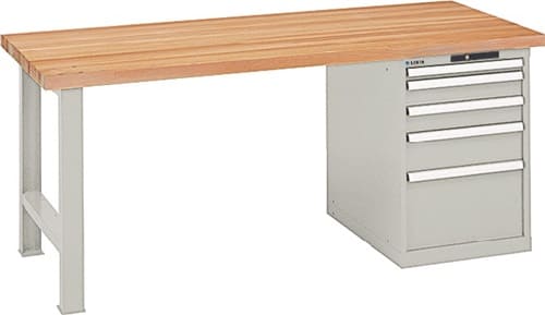 LISTA Werkbank B2000xT750xH840mm Buche Multiplex lichtgrau Anz.Schubl.5 Keylock