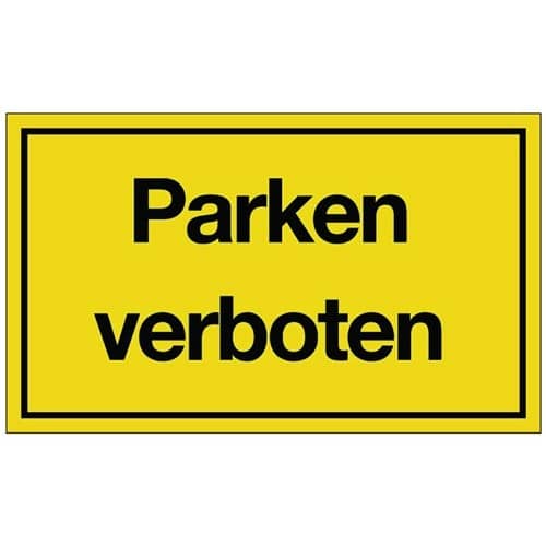 Hinweiszeichen Parken verboten L250xB150mm gelb schwarz Ku.