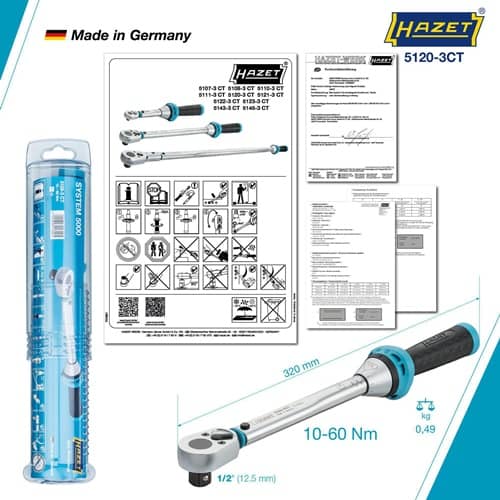 HAZET Drehmomentschlüssel 5120-3 CT 1/2 Zoll 10-60 Nm HAZET
