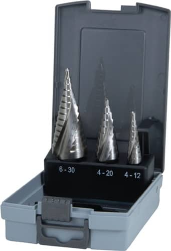 Stufenbohrer-Satz Ø 4-12/4-20/4-30 mm 3 teilig Kunststoffkassette RUKO