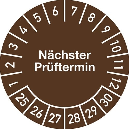 Mehrjahresprüfplakette D.20mm Nächster Prüftermin 2025-2030 Folie Btl.a 100 St.