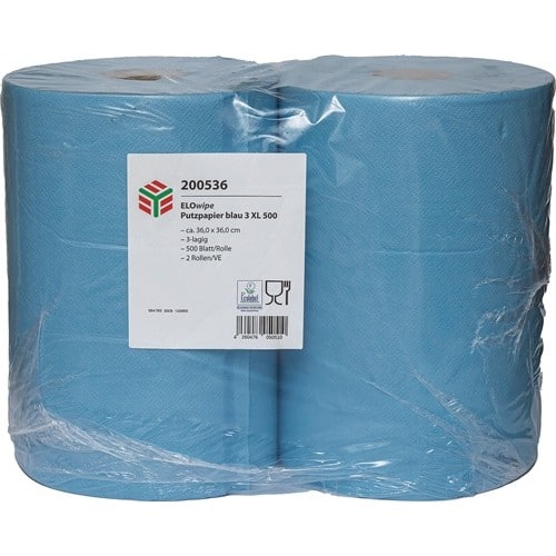 ELOS Putztuch ELOwipe XL L.ca.360mmxB.ca.360mm blau 3-lagig 2 Rl.à 500 Bl.ELOS