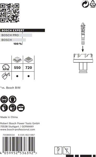BOSCH EXPERT Sheet Metal Lochsäge, 22 × 5 mm. Für Dreh- und Schlagbohrer