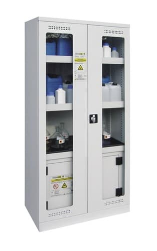 LACONT Chemikalien-u.Giftschrank H1950xB950xT500mm Flügeltüren 2(Glastüren) 30min.FS
