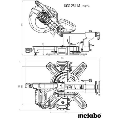 METABO Kapp- u.Gehrungssäge KGS 254 M, 305x92mm 1450 W 4500min-¹ 254 X 30mm METABO