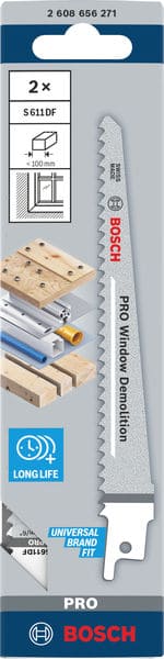 BOSCH Säbelsägeblatt S 611 DF, Heavy for Wood and Metal, 2er-Pack