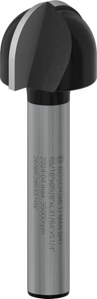 BOSCH Hohlkehlfräser 1/4", R1 8 mm, D 15,9 mm, L 12,3 mm, G 45 mm