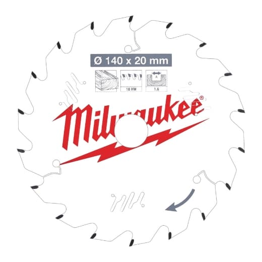 MILWAUKEE 140/20 mm Z18 Wechselzahn Kreissägeblatt Holz für Akku-Handkreissägen