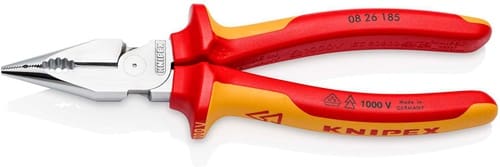KNIPEX Spitzkombizange L.185mm pol.Mehrkomp.-Hülle verchr.VDE KNIPEX