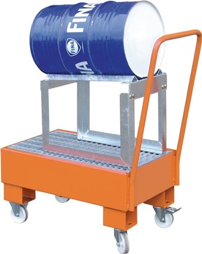 BAUER Auffangwanne Auffangvol.61l L800xB500xH415mm Stahlbl.m.Gitterrost gelborange
