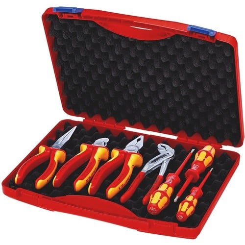 KNIPEX Zangen-/Werkzeugsatz 7-tlg.Mehrkomp.-Hüllen/Ku.-Überzug Ku.-Koffer VDE KNIPEX