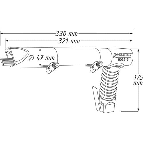 HAZET Druckluftnadelentroster 9035-5 3200min-¹ 19x3mm 47mm HAZET