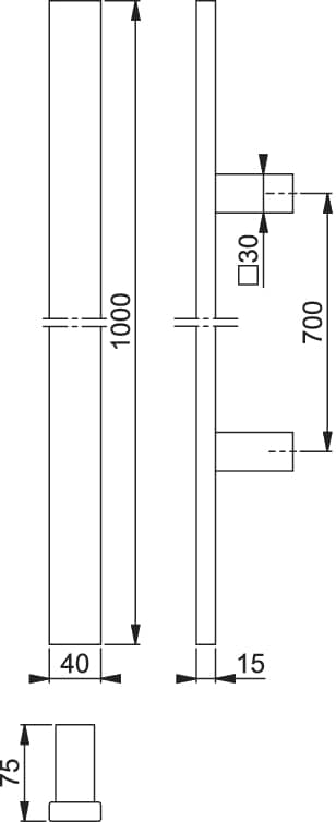 HOPPE   E5726 BA 700 mm L   Edelstahl Objekttür, Haustür edelstahl matt