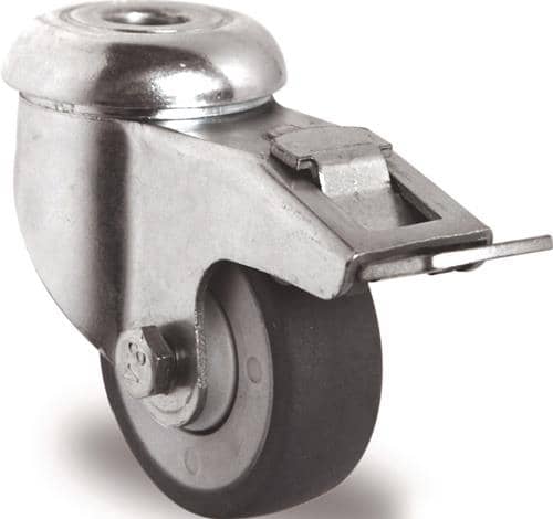 Lenkrolle mit Totalfeststeller mit Rückenloch 11 mm Kugellager Gummi grau TECWERK