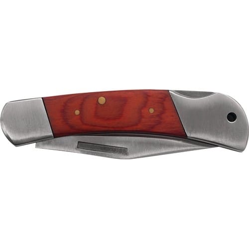 NOW Industrietaschenmesser Gesamt-L.100mm Klingen-L.80mm Redwood-Griff