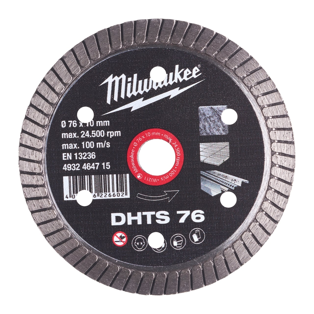 MILWAUKEE für Fliesen Diamanttrennscheibe DHTS 76 mm