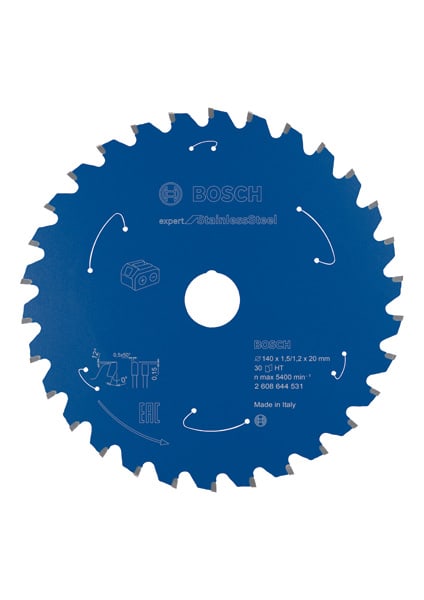 BOSCH Akku-Kreissägeblatt Expert for Stainless Steel, 140 x 1,5/1,2 x 20, 30 Zähne