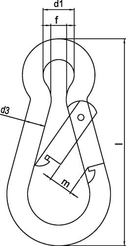 Karab.h.DIN 5299,Form C L.50mm Drahtstärke 5mm Trgf.100kg ZN