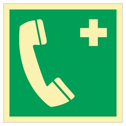 Rettungszeichen ASR A1.3/DIN EN ISO 7010/DIN 67510 L148xB148mm Nottelefon Ku.
