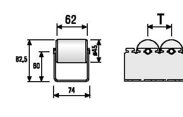 BITO Rollenleiste schwer L.2400mm Stahl-Zylinderrollen,D.45mm Rollenteilung 48mm
