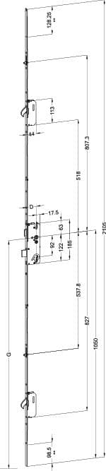 WINKHAUS Mehrfachverriegelung T-F16106 L34/50 92/8 M2A2 MC,