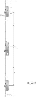 KFV Panik-Mehrfachverriegelung für zweiflügelige Türe MFP EP950BFS2F 9/72 mm, rund, Edelstahl