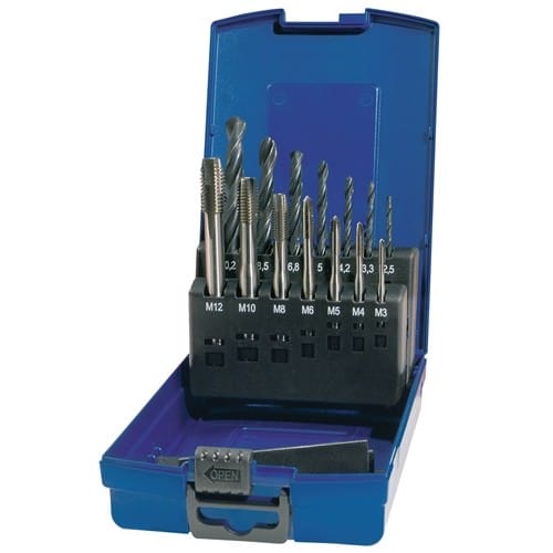 TECWERK Maschinengewindebohrerset DIN 371/376 C VA M3-M12 14tlg.HSS-Co Ku.-Kass.TECWERK