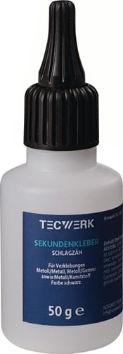 TECWERK Sekundenkleber schlagzäh 50g schwarz Flasche TECWERK