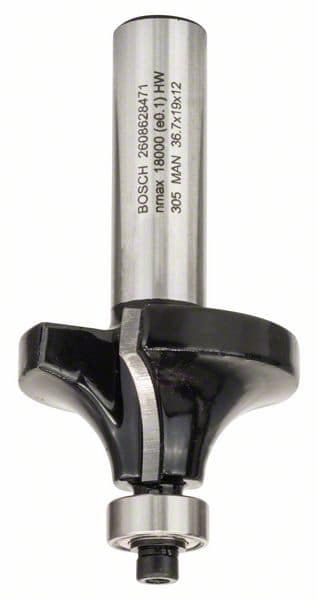BOSCH Abrundfräser Standard for Wood, 12 mm, R1 12 mm, L 19 mm, G 70 mm