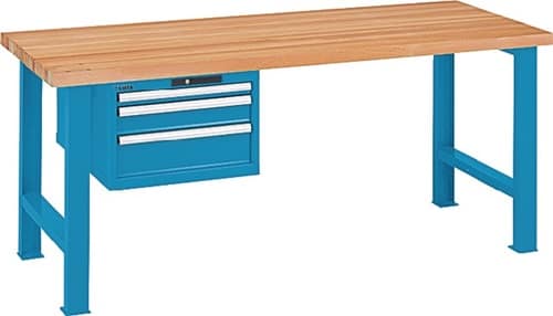 LISTA Werkbank B1500xT750xH840mm Buche Multiplex lichtblau Anz.Schubl.3 Codelock
